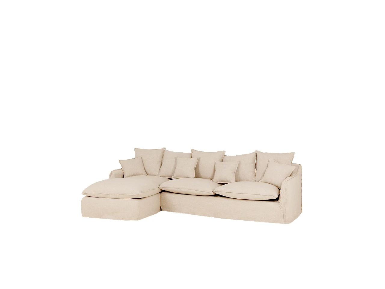 Sofá con chaise longue izquierdo desenfundable beige 3 plazas 278x95x170cm - MIA - DECOWOOD