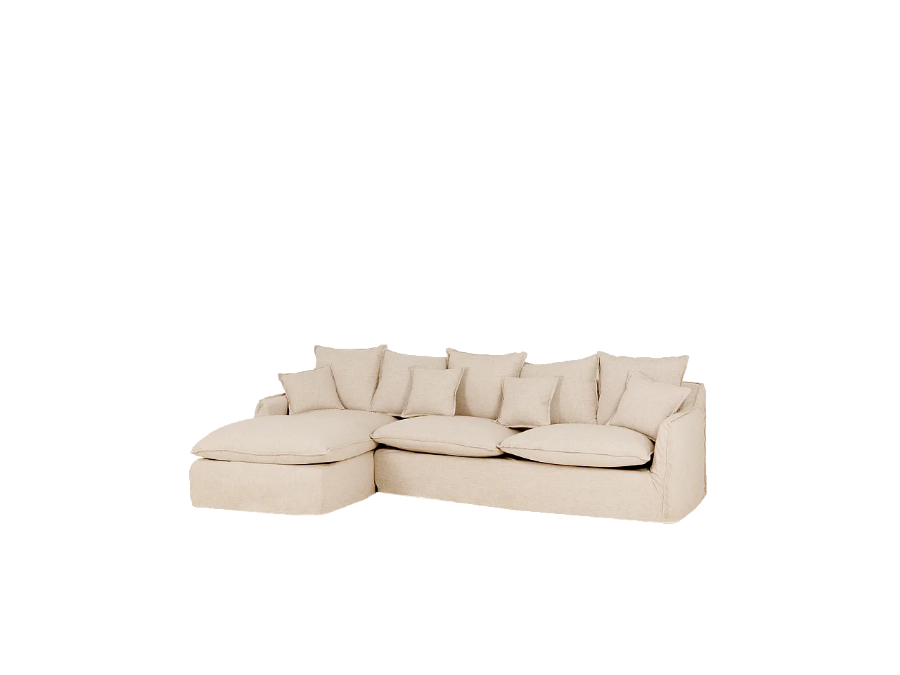 Sofá con chaise longue izquierdo desenfundable beige 3 plazas 278x95x170cm - MIA - DECOWOOD