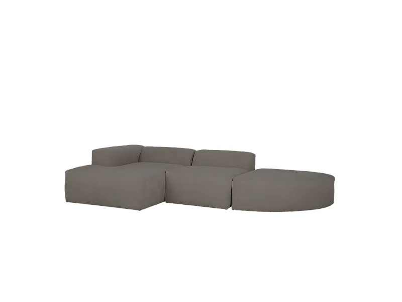 Sofá de 3 módulos curvo con chaise longue izquierdo bouclé gris oscuro 320x70x172cm - BERTA - DECOWOOD