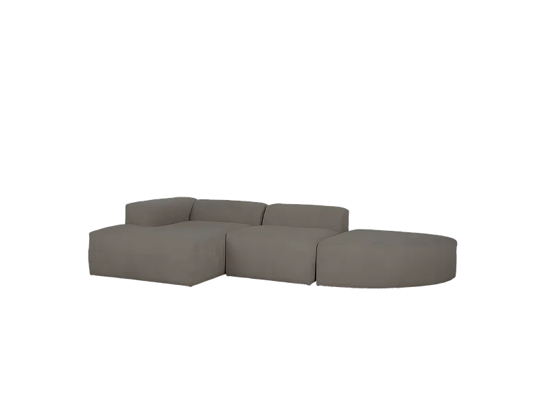 Divano curvo 3 moduli CHL sinistra in bouclé colore grigio 320x172cm