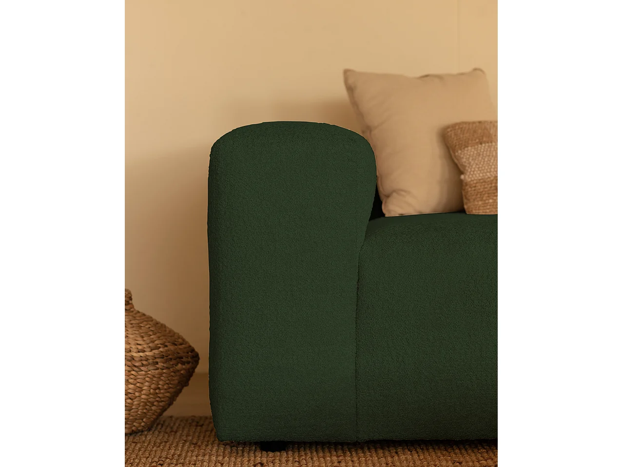 Divano a 3 moduli in bouclé verde 330x110cm