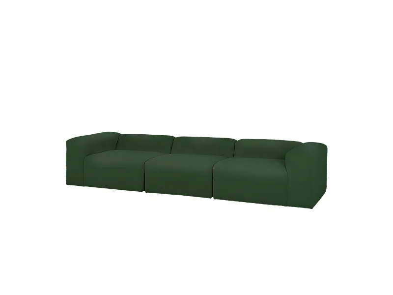 Divano a 3 moduli in bouclé verde 330x110cm
