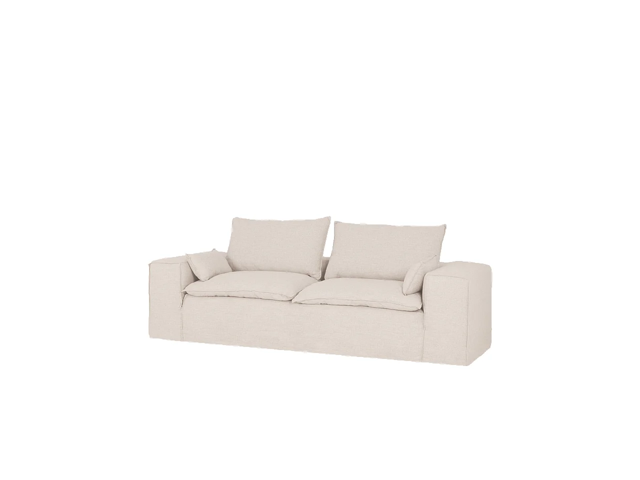 Sofá de 4 plazas de lino desenfundable color blanco 260x90x110cm - VEGA - DECOWOOD
