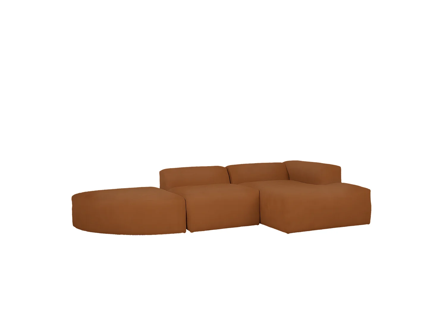 Sofá de 3 módulos curvo con chaise longue derecho bouclé cobre 320x70x172cm - BERTA - DECOWOOD