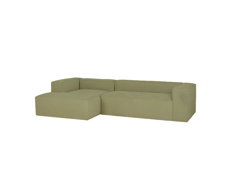 Sofá de 4/5 plazas con chaise longue izquierdo de pana lima 300x70x175cm - LOLA - DECOWOOD