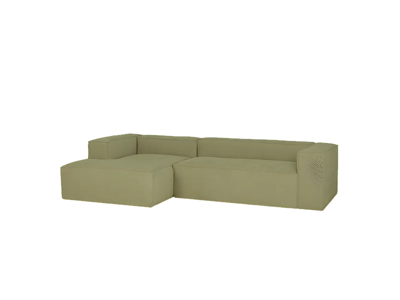 Sofá de 4/5 plazas con chaise longue izquierdo de pana lima 300x70x175cm - LOLA - DECOWOOD