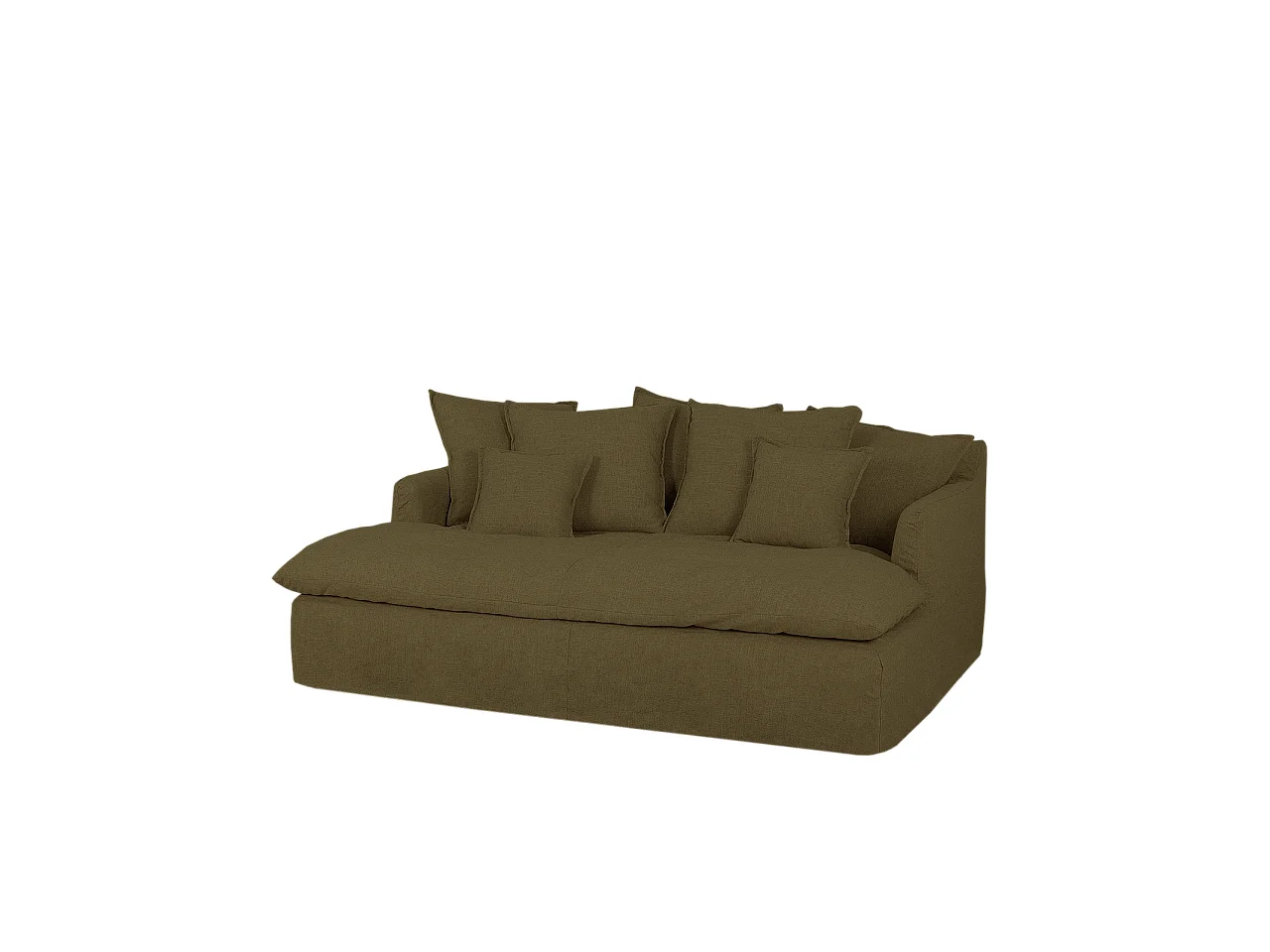 Sofá 2 plazas fondo largo de algodón y lino desenfundable verde 200x95x170cm - MIA - DECOWOOD