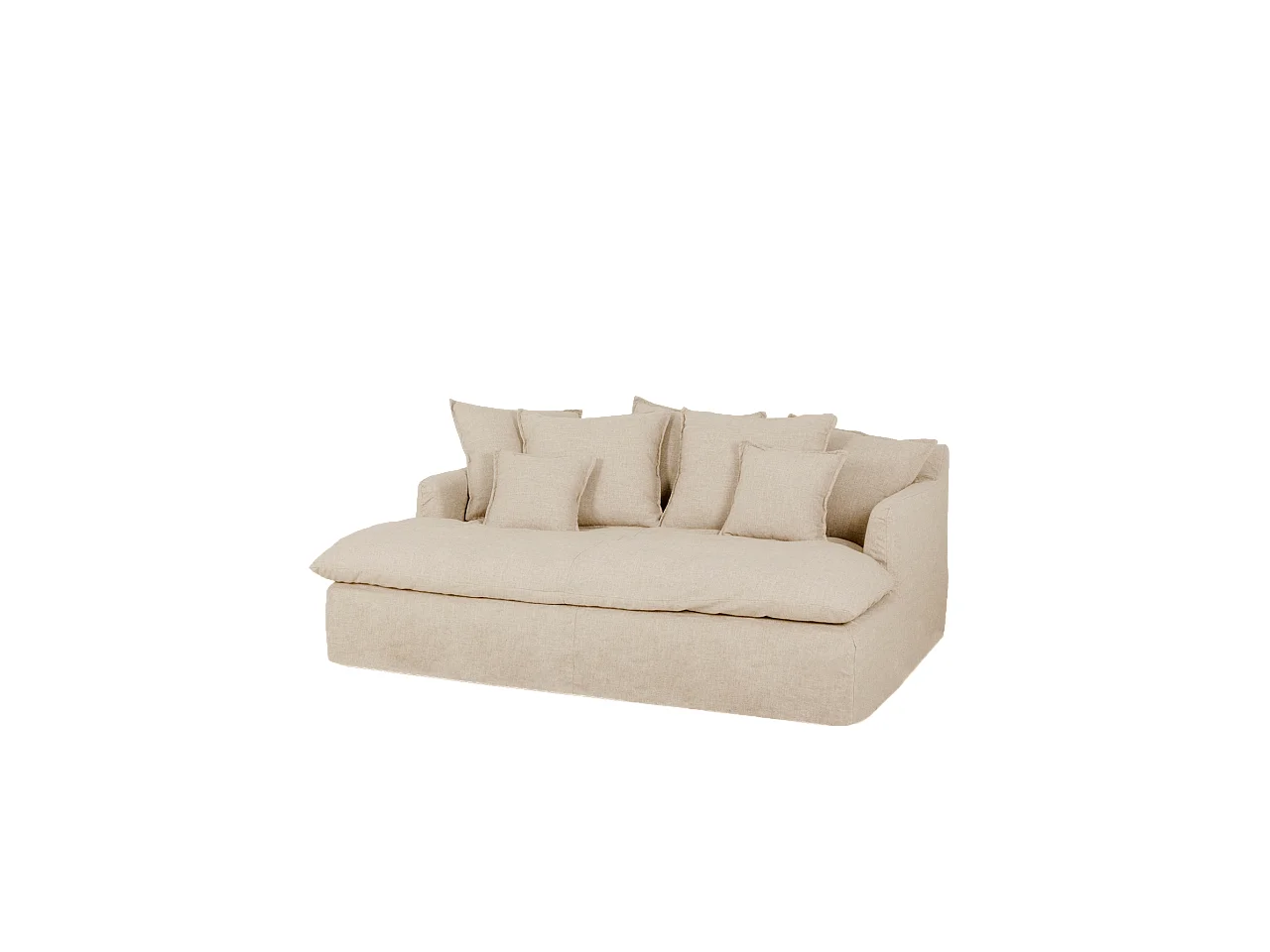 Canapé 2 places à profondeur longue coton et lin déhoussable beige