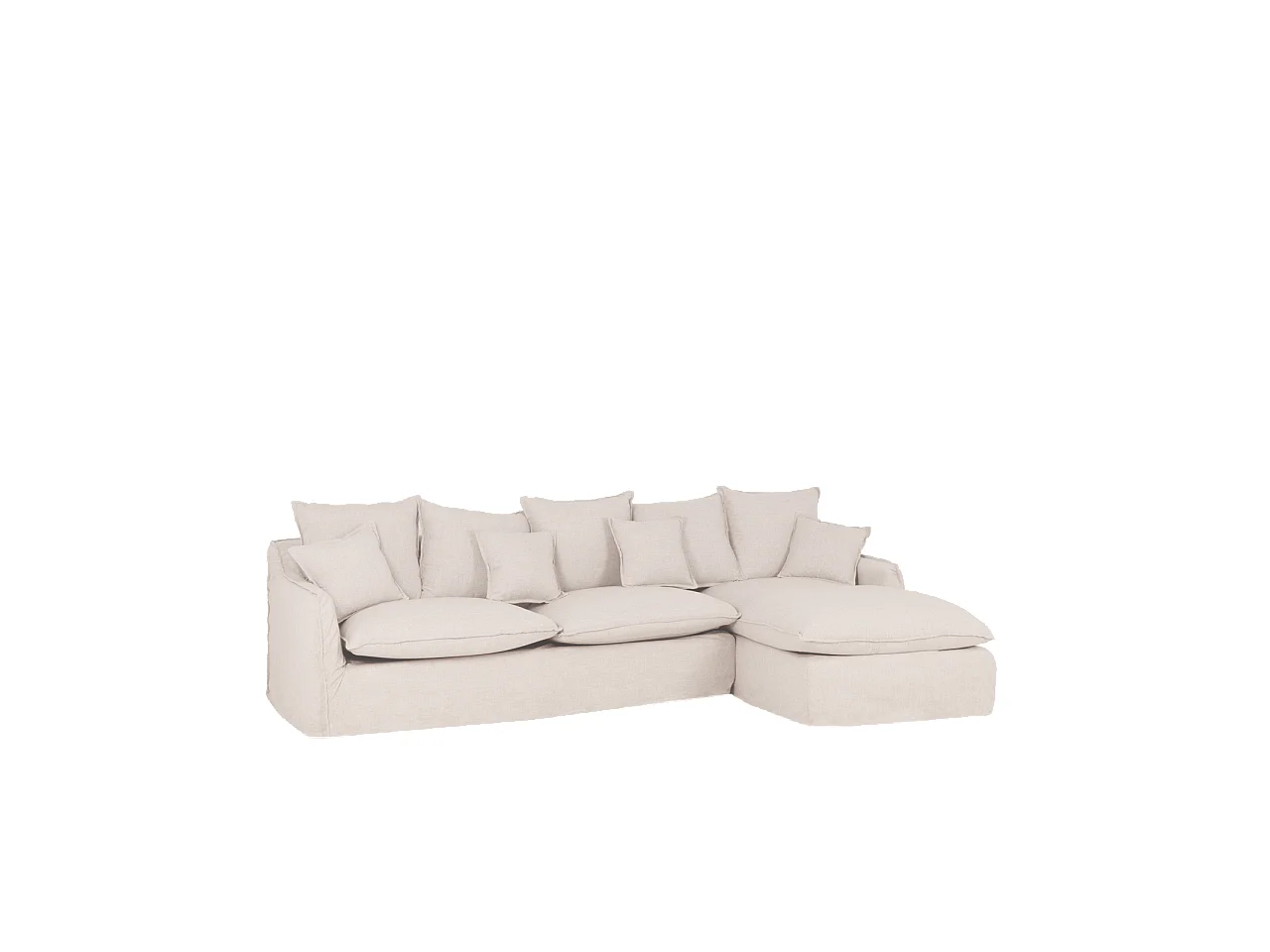 Sofá con chaise longue derecho desenfundable blanco 3 plazas 278x95x170cm - MIA - DECOWOOD