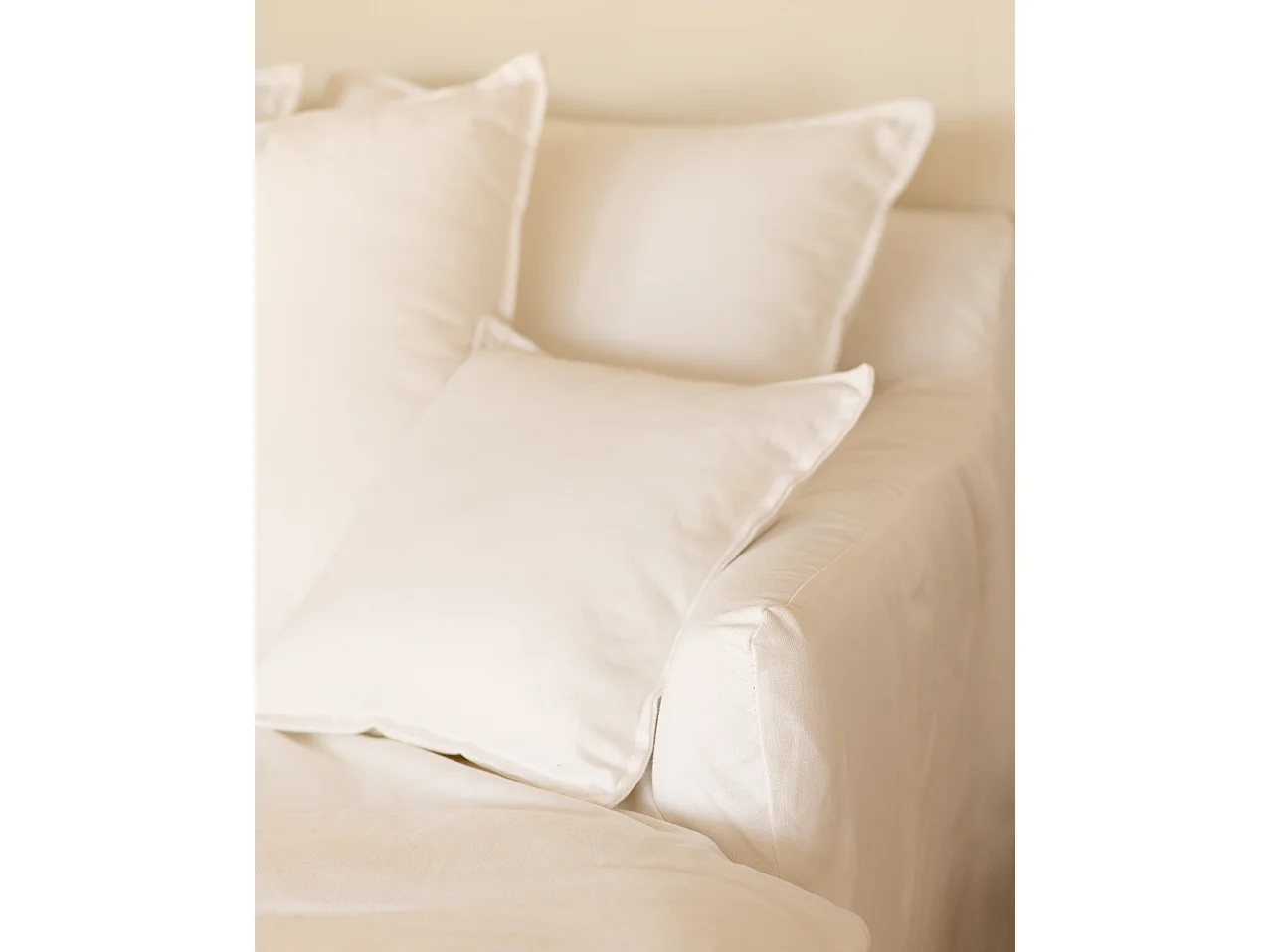 Sofá con chaise longue derecho desenfundable blanco 3 plazas 278x95x170cm - MIA - DECOWOOD