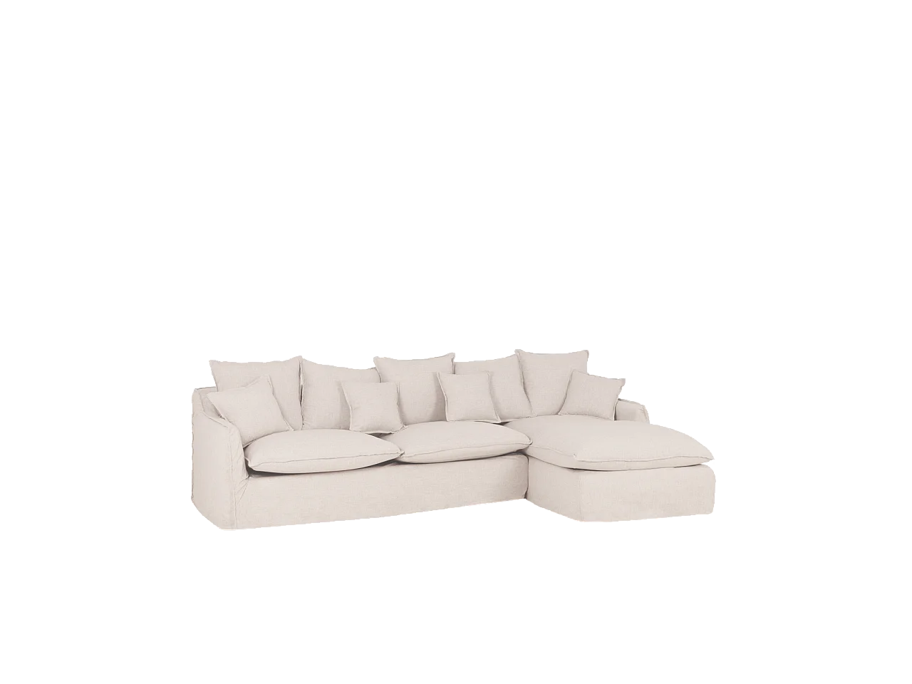 Sofá con chaise longue derecho desenfundable blanco 3 plazas 278x95x170cm - MIA - DECOWOOD