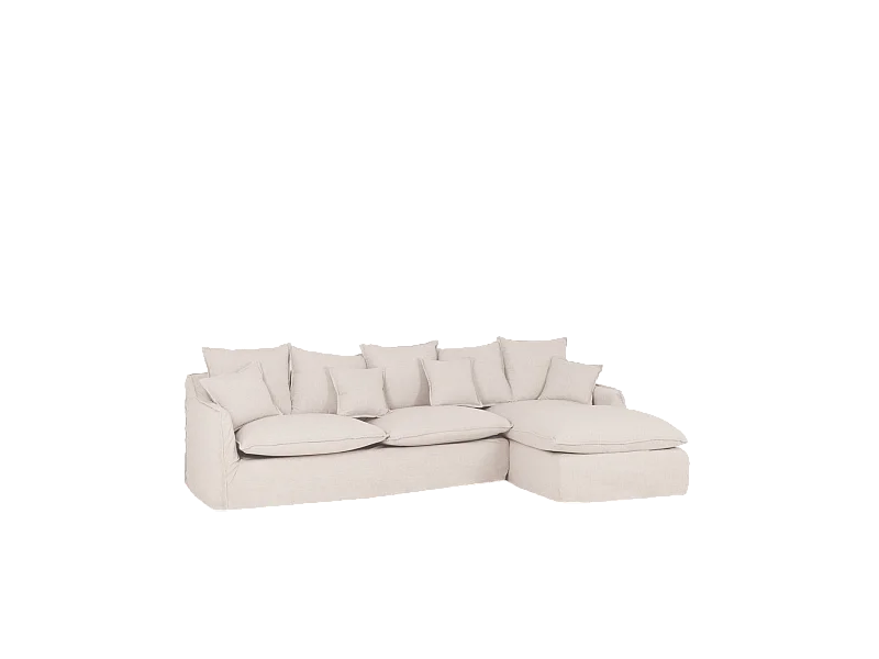 Sofá con chaise longue derecho desenfundable blanco 3 plazas 278x95x170cm - MIA - DECOWOOD