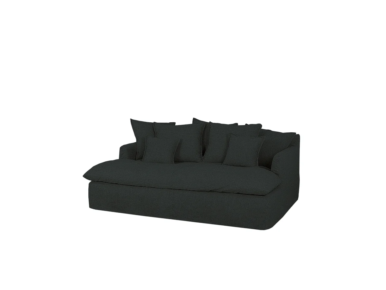 Sofá 2/3 plazas fondo largo de algodón y lino desenfundable azul 250x95x170cm - MIA - DECOWOOD