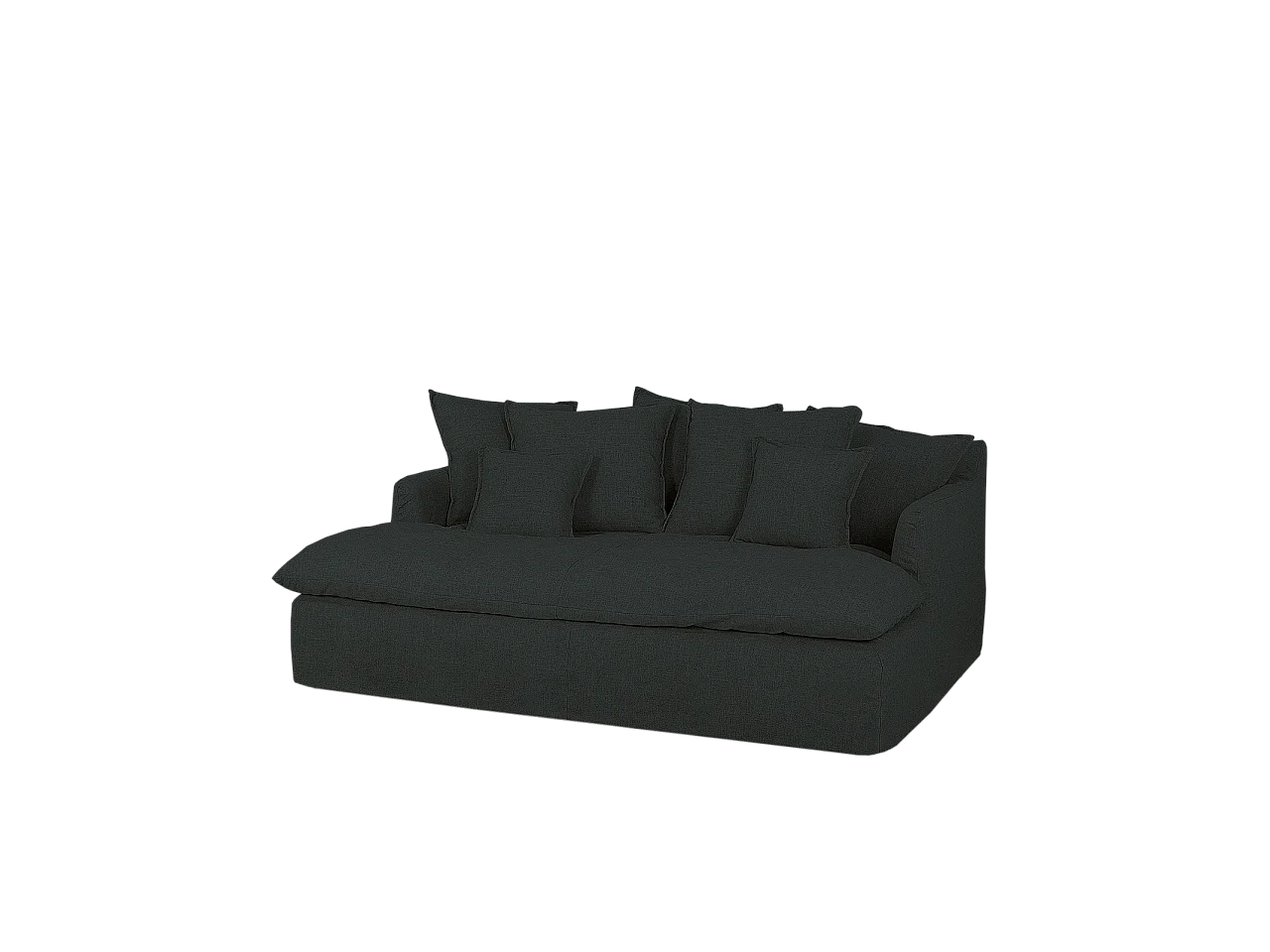 Sofá 2/3 plazas fondo largo de algodón y lino desenfundable azul 250x95x170cm - MIA - DECOWOOD