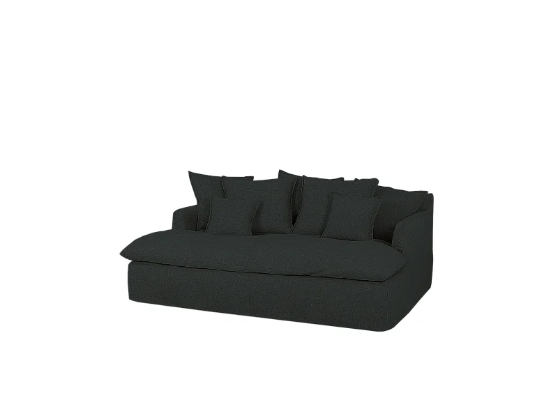 Canapé 2/3 places à profondeur longue coton et lin déhoussable bleu