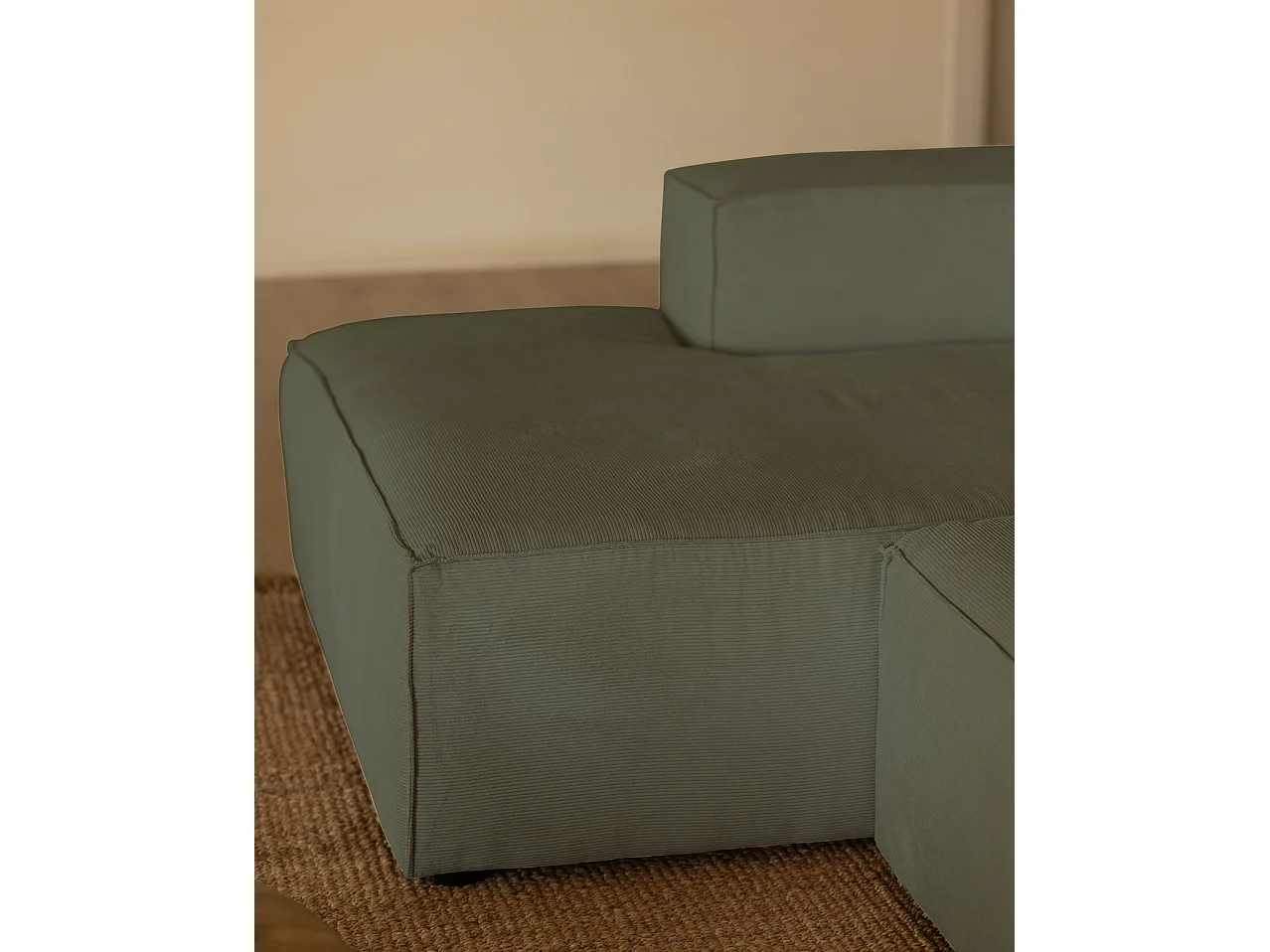 Divano 3 posti CHL sinistra velluto verde bluastro 250x175cm