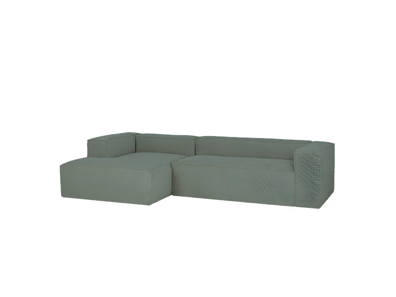 Sofá de 2 plazas con chaise longue izquierdo de pana verde azulado 250x70x175cm - LOLA - DECOWOOD
