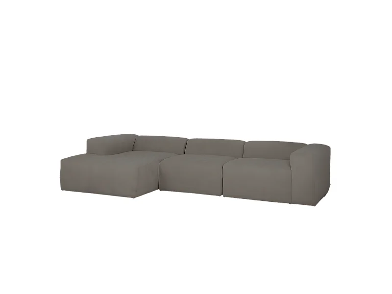 Sofá de 3 módulos con chaise longue izquierdo de bouclé gris oscuro 330x70x172cm - BERTA - DECOWOOD