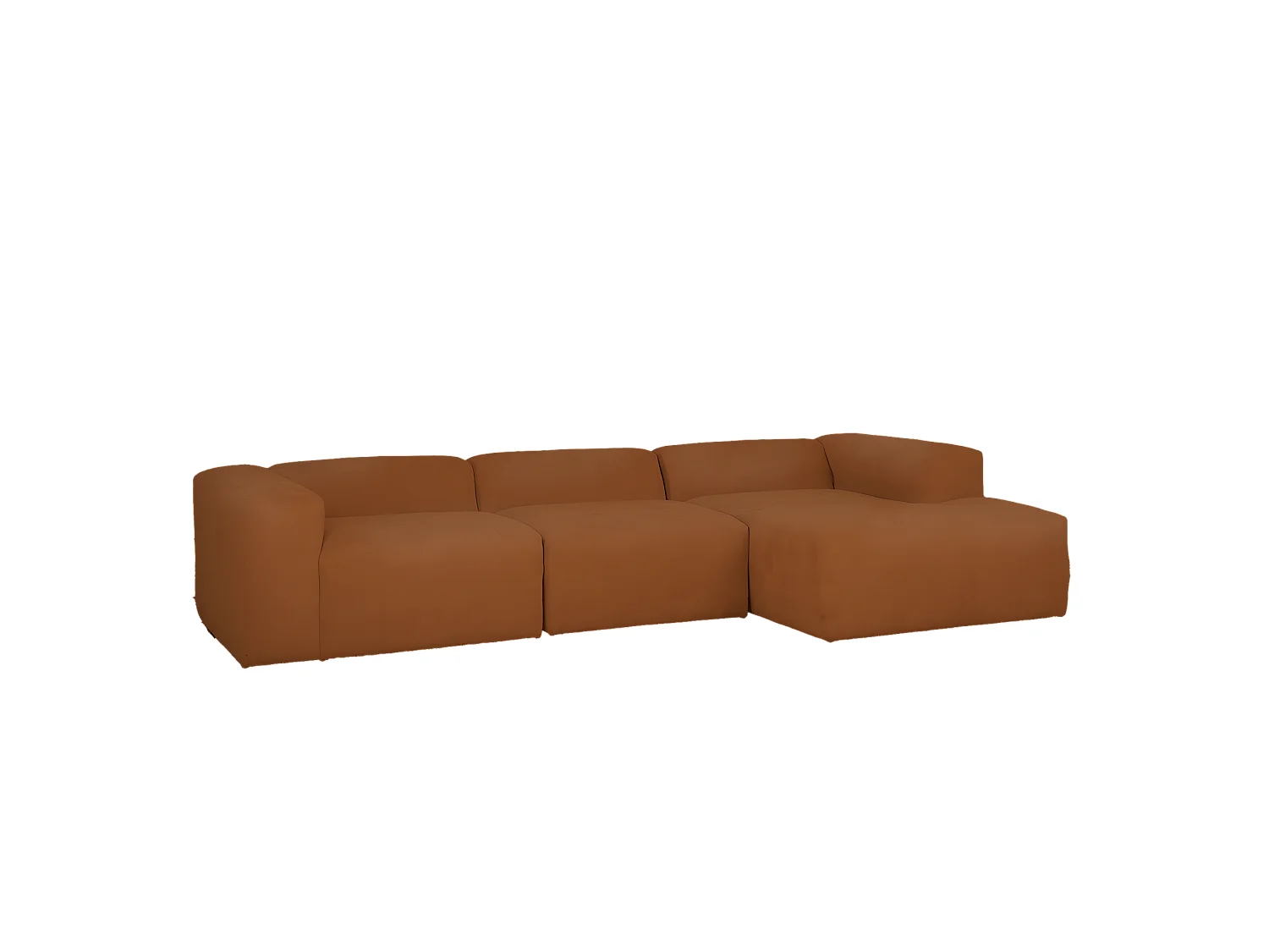 Sofá de 3 módulos con chaise longue derecho de bouclé cobre 330x70x172cm - BERTA - DECOWOOD