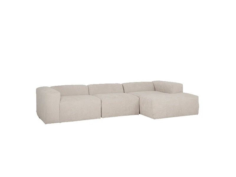 Sofá de 3 módulos con chaise longue derecho de bouclé gris claro 330x70x172cm - BERTA - DECOWOOD