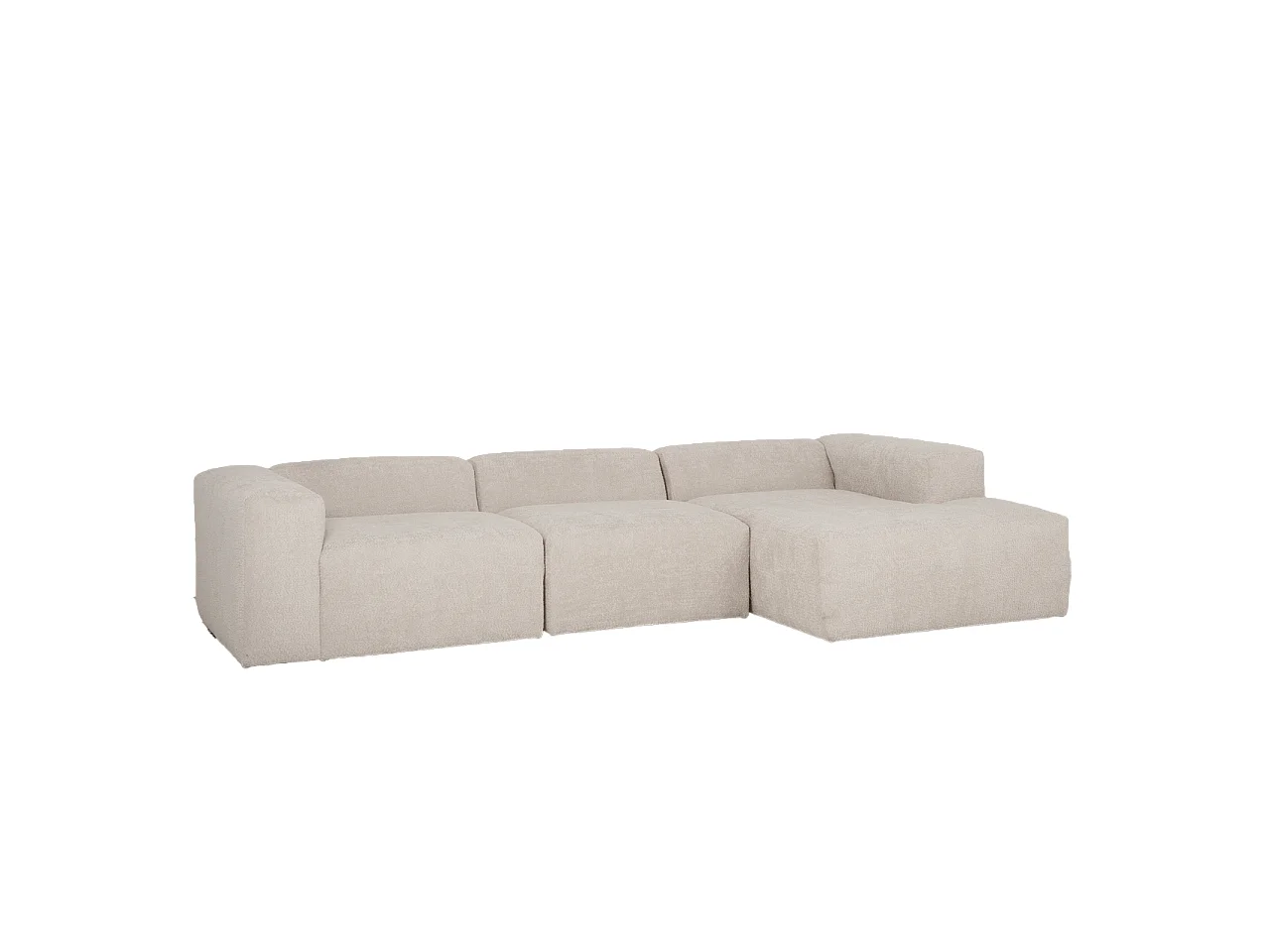 Sofá de 3 módulos con chaise longue derecho de bouclé gris claro 330x70x172cm - BERTA - DECOWOOD