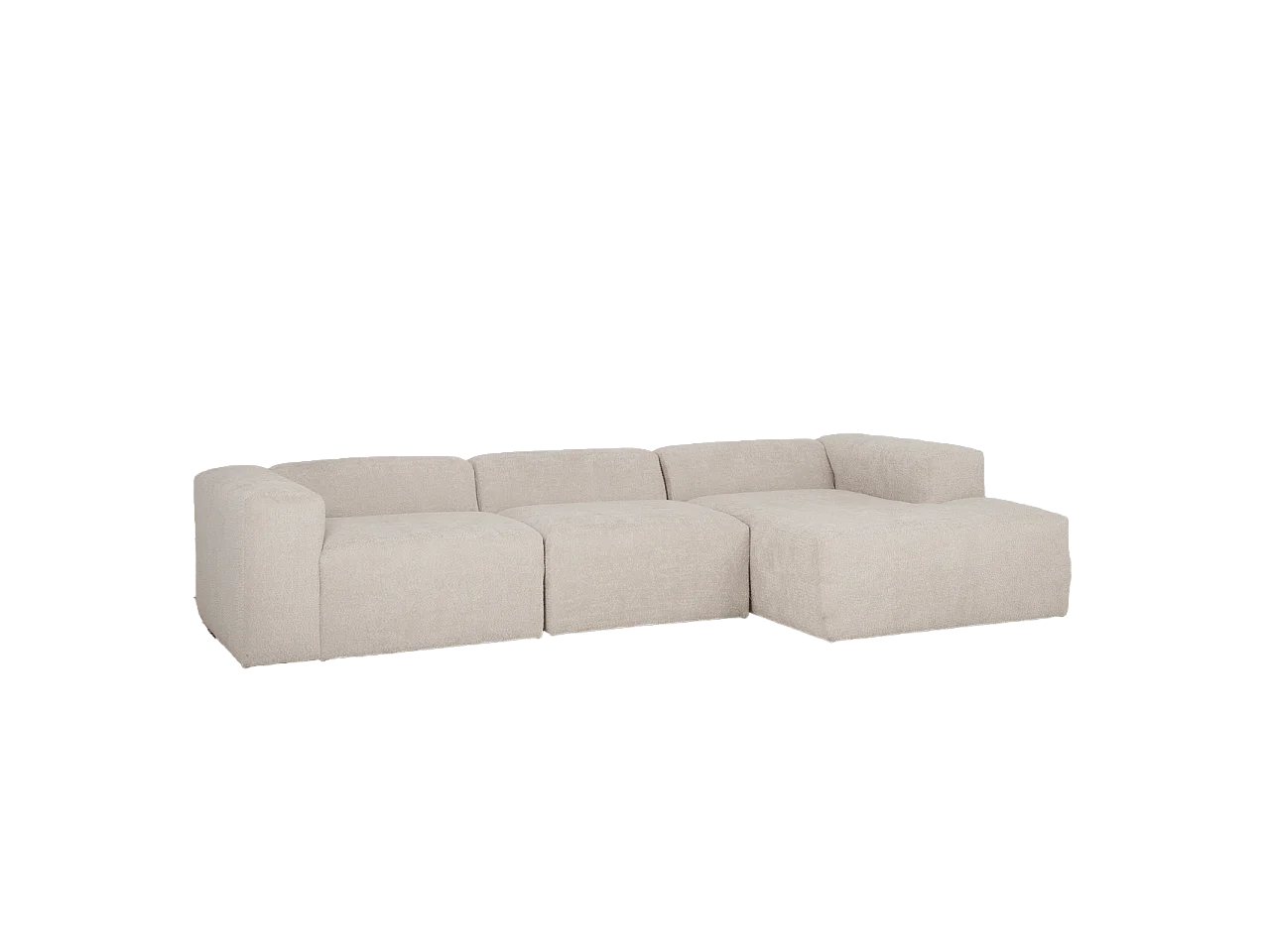 Sofá de 3 módulos con chaise longue derecho de bouclé gris claro 330x70x172cm - BERTA - DECOWOOD