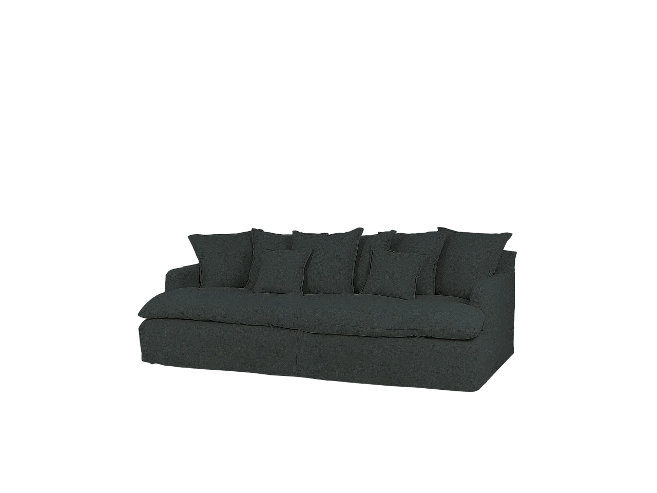 Sofá 2/3 plazas fondo medio de algodón y lino desenfundable azul 250x95x130cm - MIA - DECOWOOD