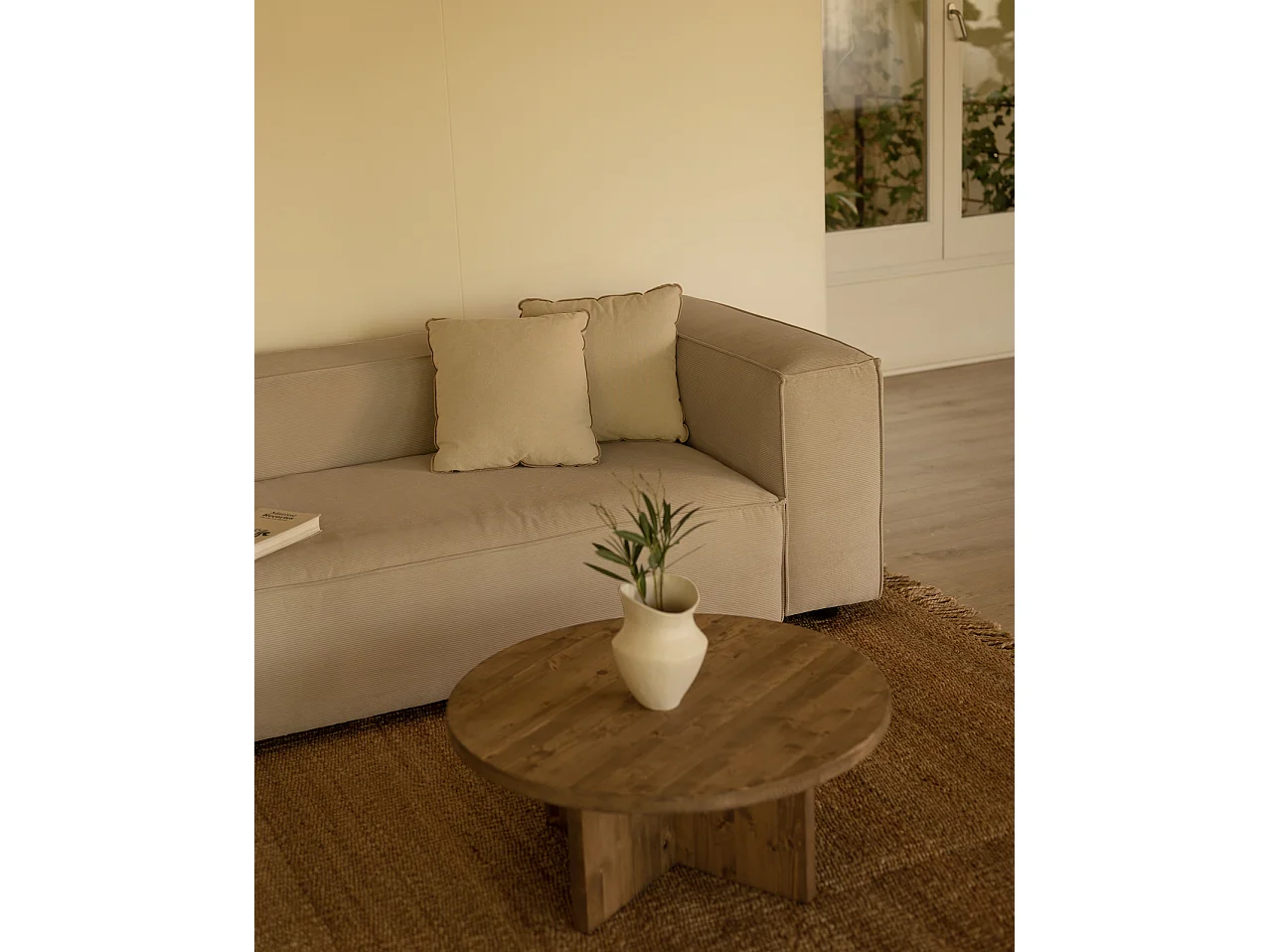 Canapé 4/5 places avec chaise longue d'angle gauche en beige