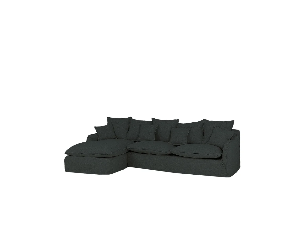 Sofá con chaise longue izquierdo desenfundable azul 3 plazas 278x95x170cm - MIA - DECOWOOD