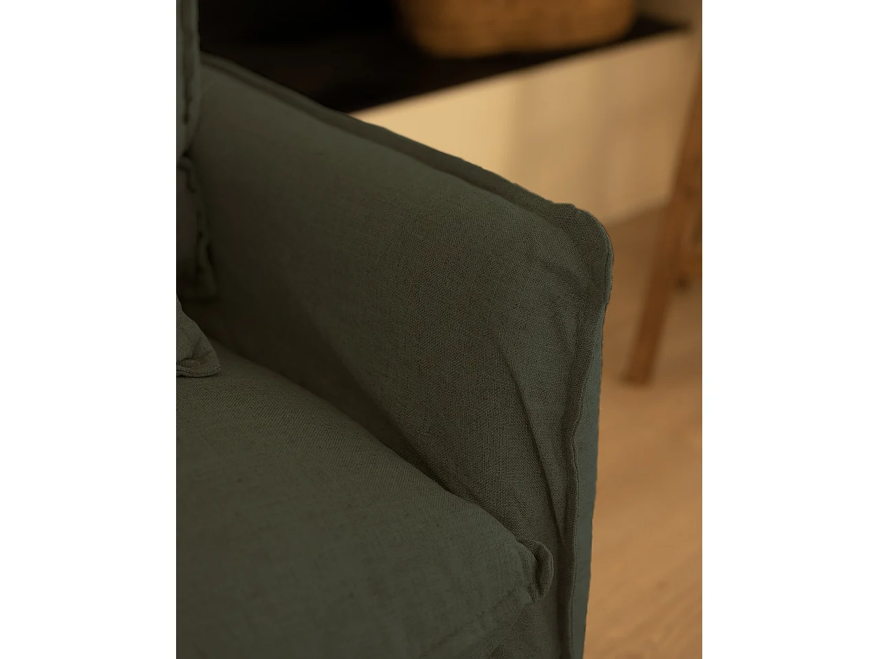 Sofá con chaise longue izquierdo desenfundable azul 3 plazas 278x95x170cm - MIA - DECOWOOD