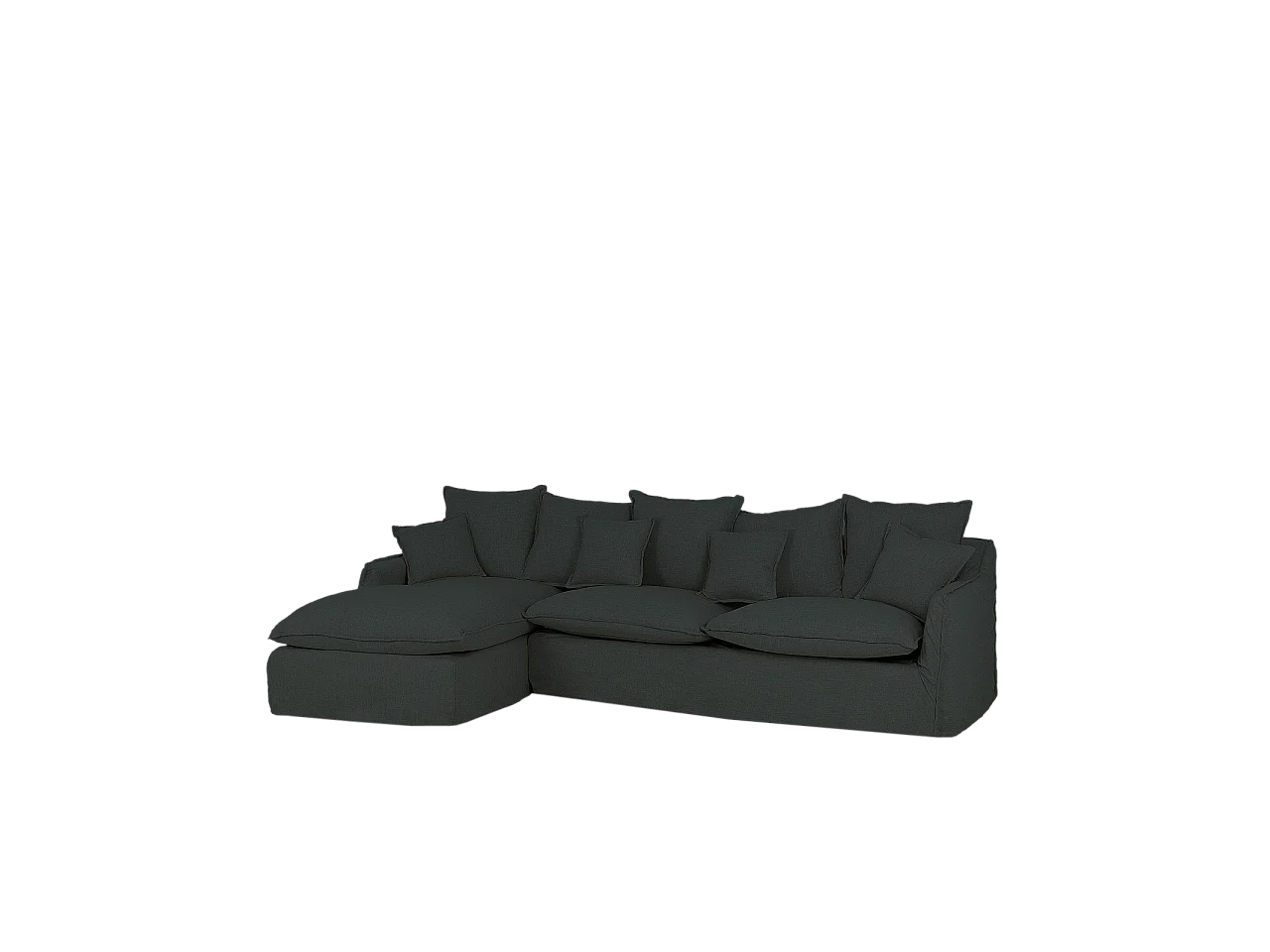 Sofá con chaise longue izquierdo desenfundable azul 3 plazas 278x95x170cm - MIA - DECOWOOD