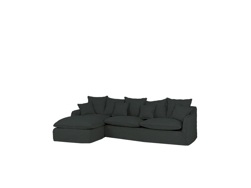 Sofá con chaise longue izquierdo desenfundable azul 3 plazas 278x95x170cm - MIA - DECOWOOD