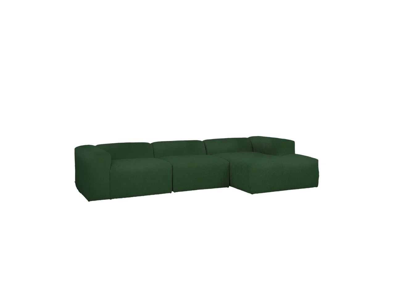 Canapé 5/6 places 3 modules d'angle droit en boucle en vert