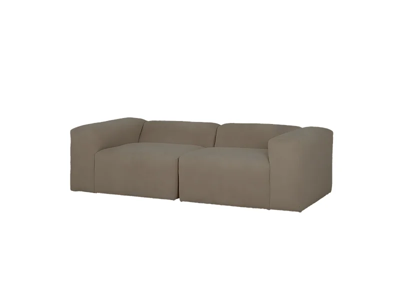 Sofá de 4 plazas de 2 módulos de bouclé color marrón 240x70x110cm - BERTA - DECOWOOD