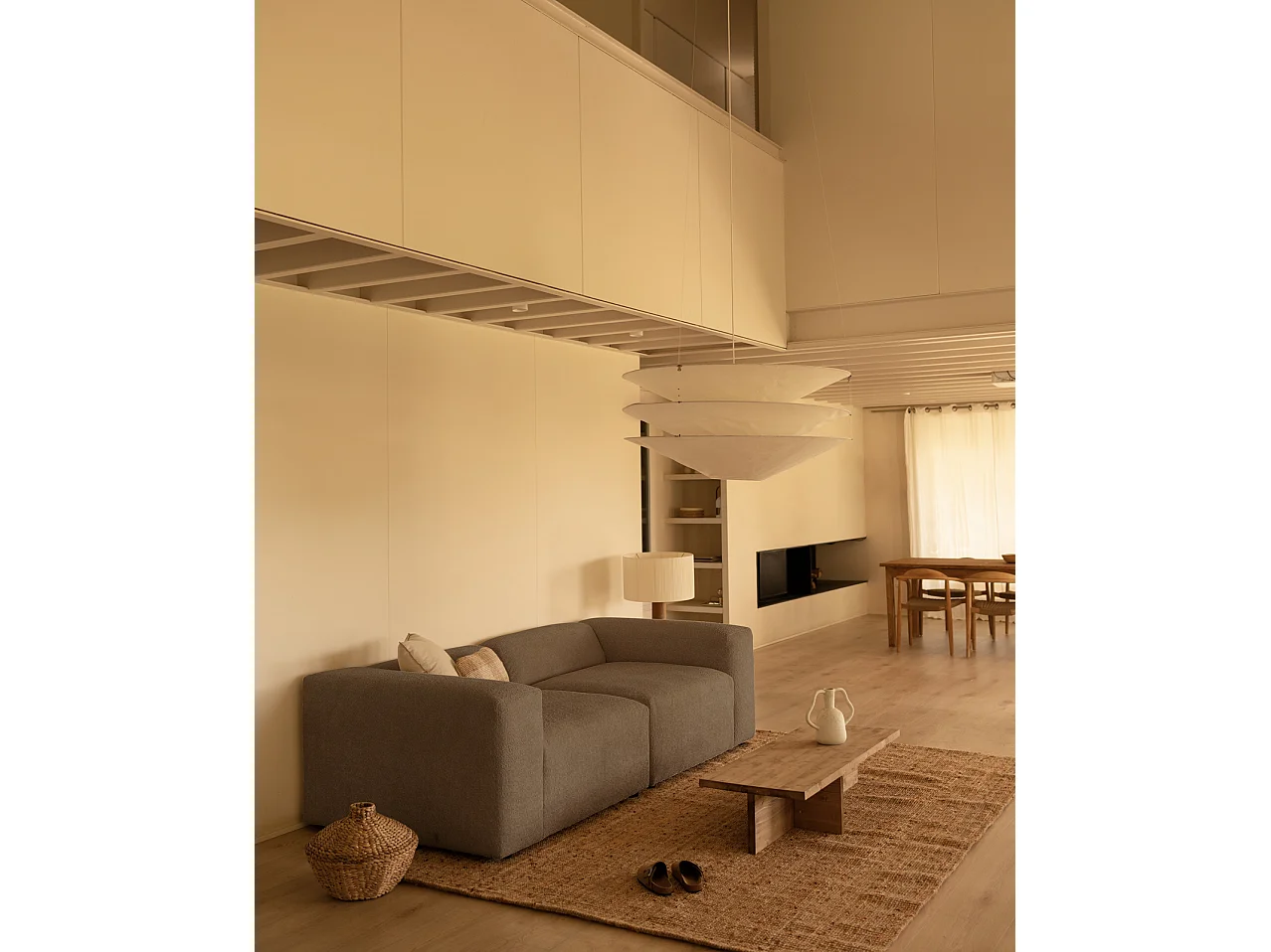 Divano a 2 moduli in bouclé marrone 240x110cm