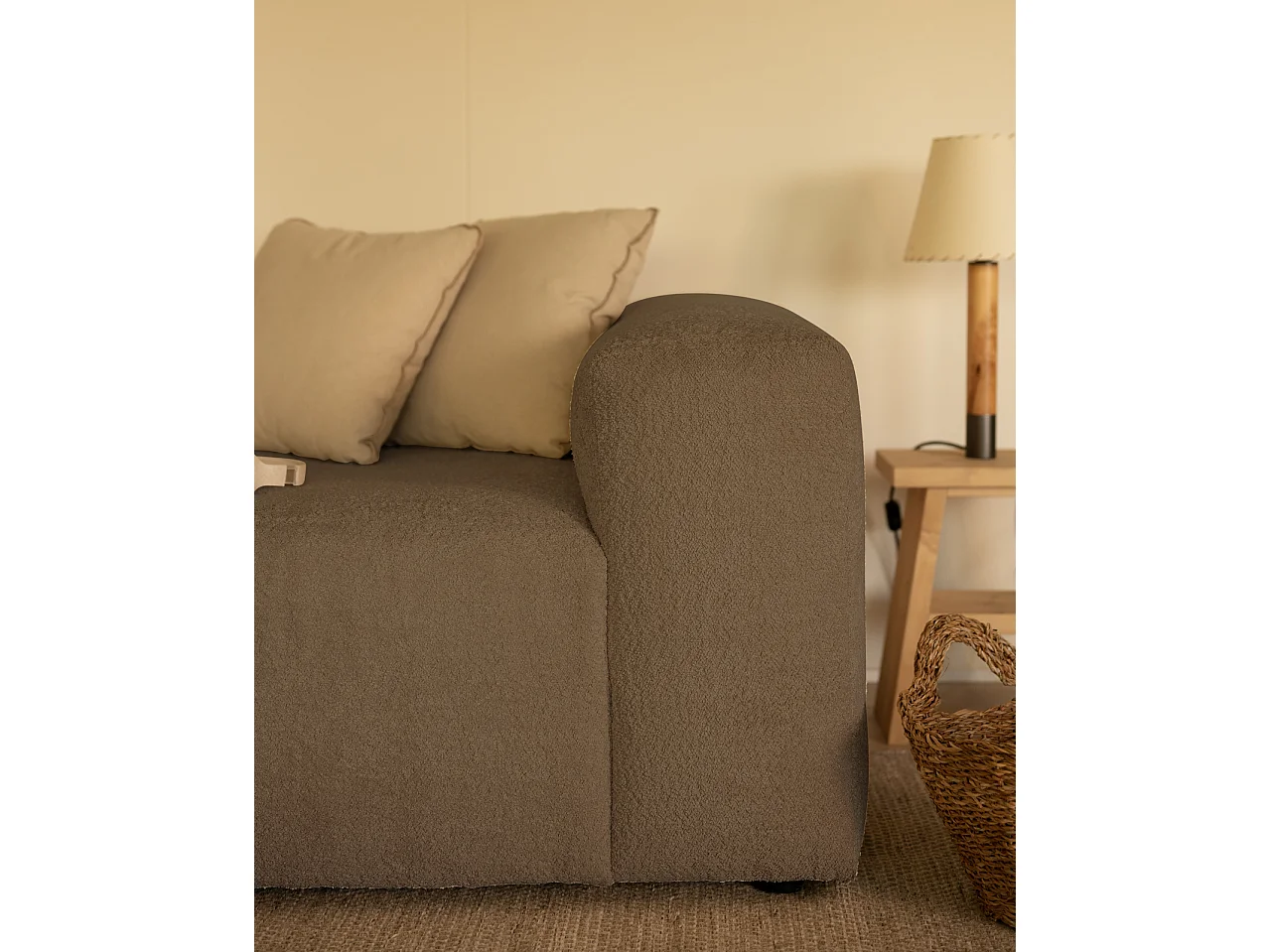 Divano a 2 moduli in bouclé marrone 240x110cm