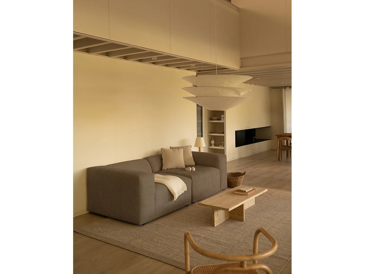 Divano a 2 moduli in bouclé marrone 240x110cm