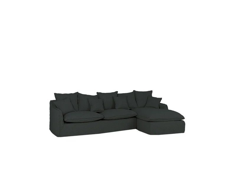 Sofá con chaise longue derecho desenfundable azul 4/5 plazas 310x95x170cm - MIA - DECOWOOD
