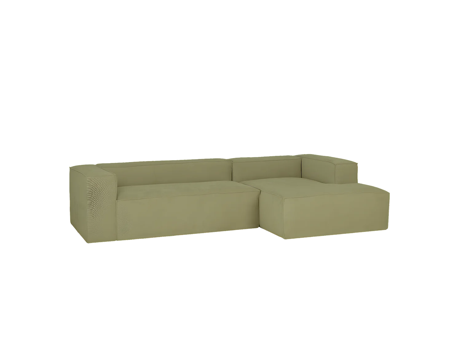 Sofá de 2 plazas con chaise longue derecho de pana lima 250x70x175cm - LOLA - DECOWOOD