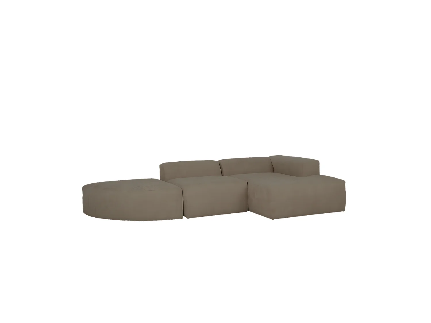 Canapé 5/6 places 3 modules courbe d'angle droit en bouclé marron