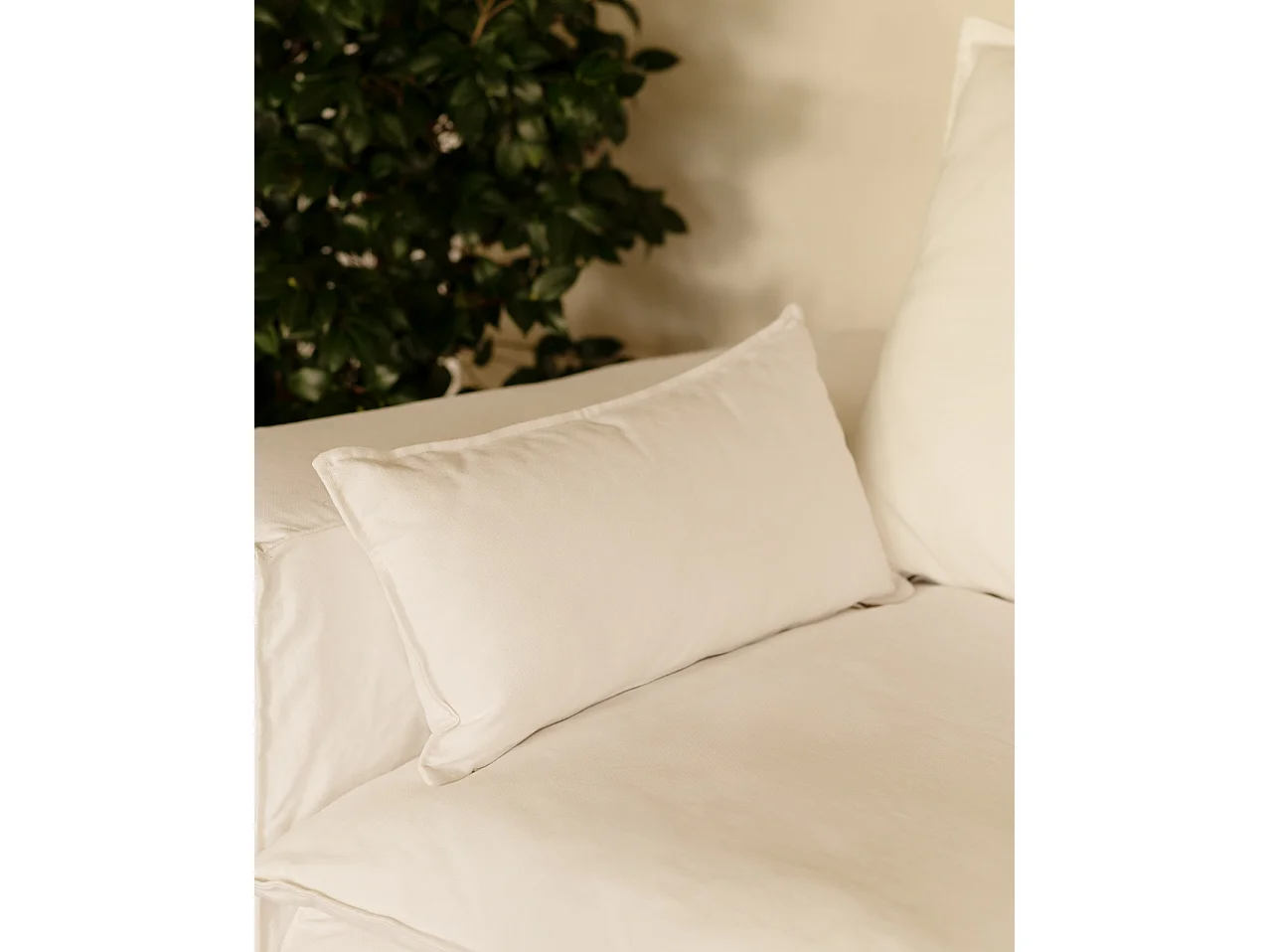 Sofá de 3/4 plazas de lino desenfundable color blanco 210x90x110cm - VEGA - DECOWOOD