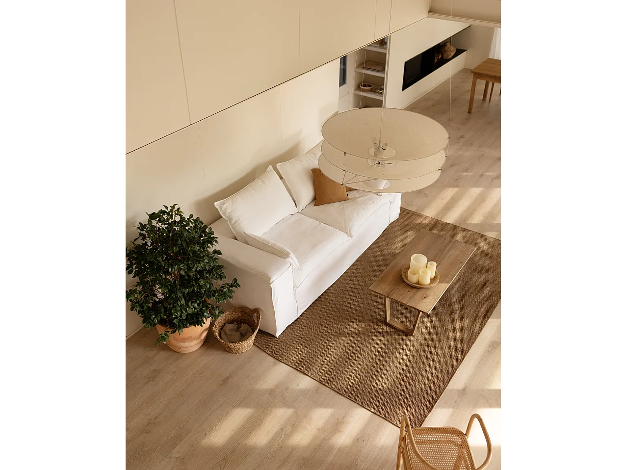 Sofá de 3/4 plazas de lino desenfundable color blanco 210x90x110cm - VEGA - DECOWOOD