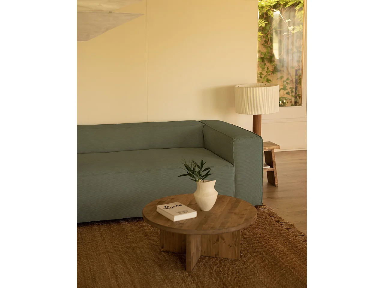 Divano 4/5 posti CHL sinistra velluto a coste verde bluastro 300x175cm