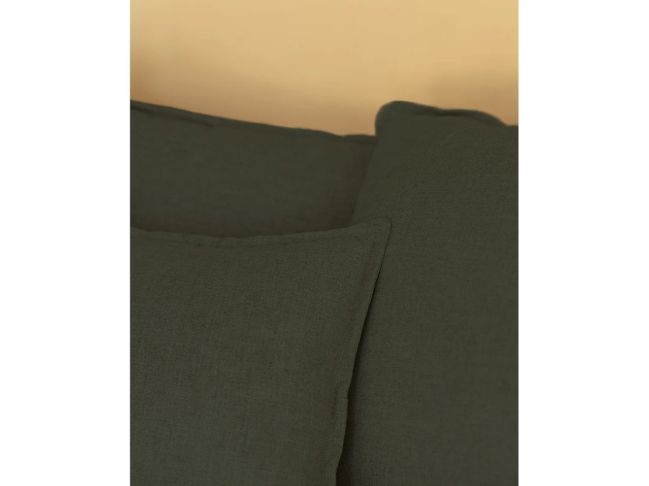 Canapé 2 places à profondeur marron clairne coton et lin déhoussable bleu