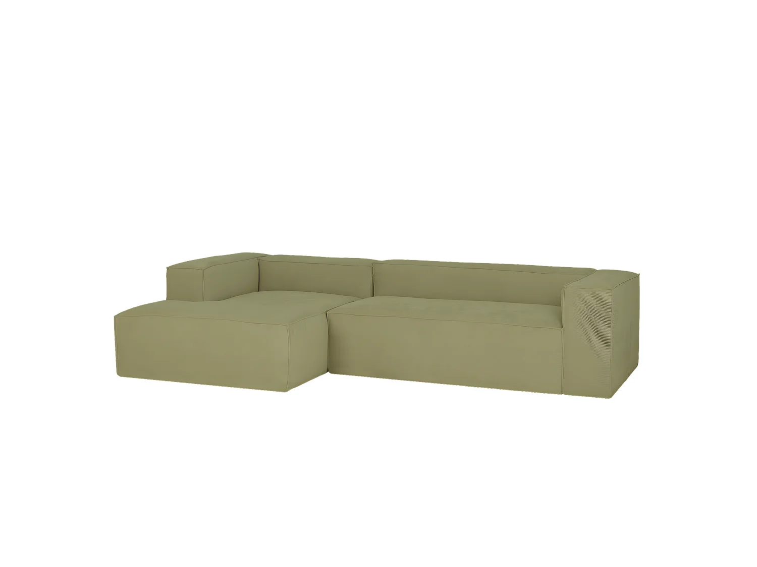 Sofá de 2 plazas con chaise longue izquierdo de pana lima 250x70x175cm - LOLA - DECOWOOD