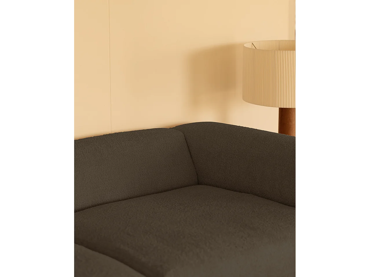 Divano a 3 moduli con CHL destra bouclé colore grigio scuro 330x172cm
