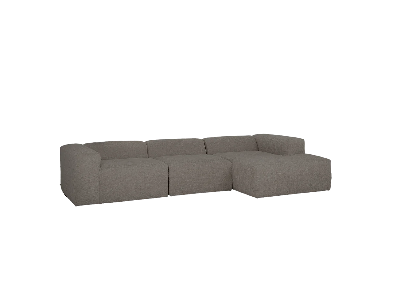 Sofá de 3 módulos con chaise longue derecho de bouclé gris oscuro 330x70x172cm - BERTA - DECOWOOD