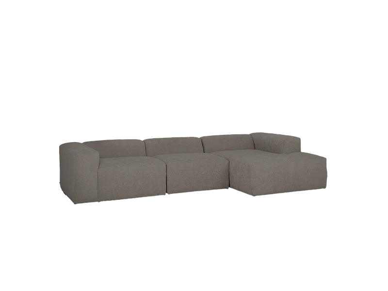 Divano a 3 moduli con CHL destra bouclé colore grigio scuro 330x172cm