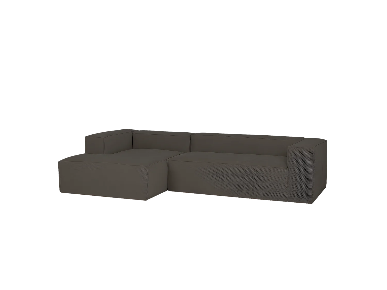 Sofá de 2 plazas con chaise longue izquierdo de pana gris oscuro 250x70x175cm - LOLA - DECOWOOD