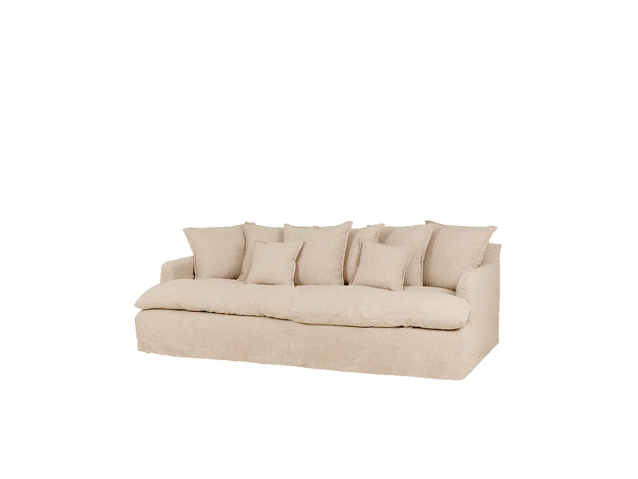 Sofá 2 plazas fondo medio de algodón y lino desenfundable beige 200x95x130cm - MIA - DECOWOOD